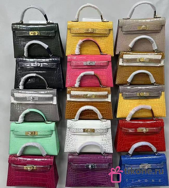 SALE Hermes Kelly 19 Crocodile Embossed Calfskin Leather - 19x12x5.5cm - 1