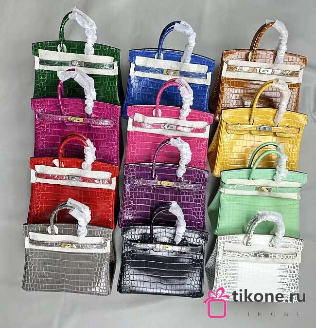 SALE Hermes Birkin 25/30 Crocodile Embossed Calfskin Leather - 1