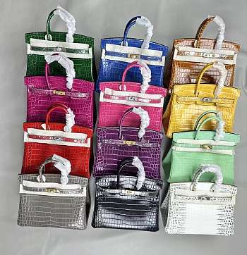 SALE Hermes Birkin 25/30 Crocodile Embossed Calfskin Leather