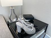 Chanel Slingback Rhinestone & Grosgrain White Black 90mm - 6