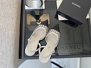Chanel Slingback Rhinestone & Grosgrain White Black 90mm - 4