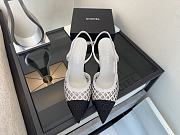 Chanel Slingback Rhinestone & Grosgrain White Black 90mm - 3