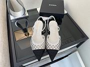Chanel Slingback Rhinestone & Grosgrain White Black 20mm - 3