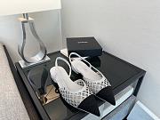 Chanel Slingback Rhinestone & Grosgrain White Black 20mm - 1