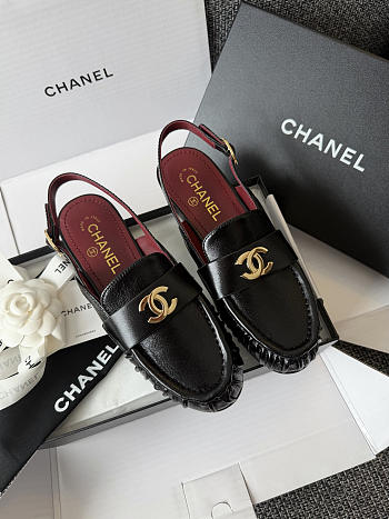 Chanel Slingbacks Crumpled Shiny Lambskin Black G47397