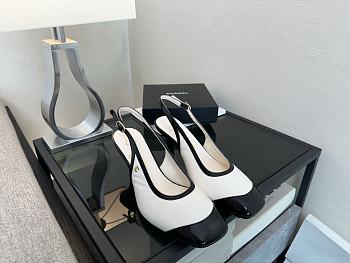 Chanel Slingbacks Lambskin & Patent Calfskin White & Black 85mm G47647