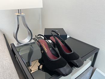 Chanel Slingbacks Suede Kidskin & Patent Calfskin Black 85mm G47647