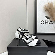 Chanel Mary Janes Lambskin & Patent Calfskin White & Black G47648 85mm - 1