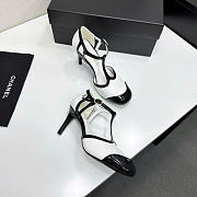 Chanel Mary Janes Lambskin & Patent Calfskin White & Black G47648 85mm - 4