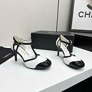 Chanel Mary Janes Lambskin & Patent Calfskin White & Black G47648 85mm - 3