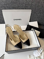 Chanel Slingback Lambskin Beige & Black 60mm - 6