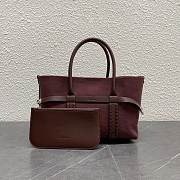 Loro Piana Ghiera Shopper Small Cotton, Linen Burgundy - 28x20x12cm  - 6