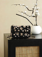 Chanel Mni Classic Handbag Velvet, Strass, Imitation Pearls & Gold-Tone Metal Black, Crystal & Golden - 20x10x7cm - 1