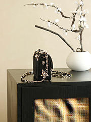 Chanel Mni Classic Handbag Velvet, Strass, Imitation Pearls & Gold-Tone Metal Black, Crystal & Golden - 20x10x7cm - 3