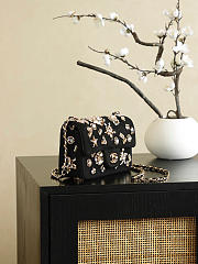 Chanel Mni Classic Handbag Velvet, Strass, Imitation Pearls & Gold-Tone Metal Black, Crystal & Golden - 20x10x7cm - 2