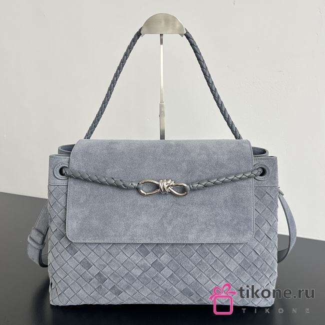 Bottega Veneta Andiamo Messenger Suede Cloudy Indigo - 37x26x13cm - 1