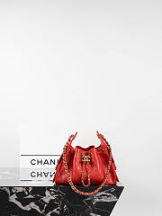 Chanel 25 Mini Handbag Grained Calfskin & Gold Tone Metal Red - 22x20x12.5cm - 6