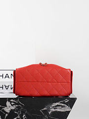 Chanel 25 Mini Handbag Grained Calfskin & Gold Tone Metal Red - 22x20x12.5cm - 5