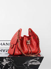 Chanel 25 Mini Handbag Grained Calfskin & Gold Tone Metal Red - 22x20x12.5cm - 3