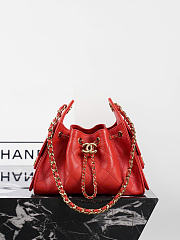Chanel 25 Mini Handbag Grained Calfskin & Gold Tone Metal Red - 22x20x12.5cm - 2