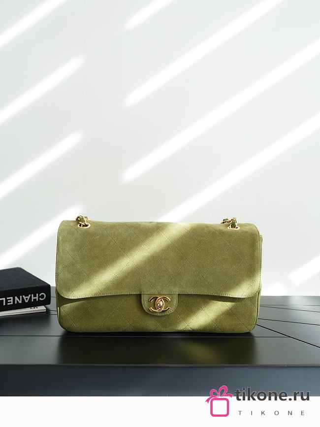 Chanel Maxi Flapbag Suede Calfskin & Gold-Tone Metal Khaki AS6627 - 32x19.5x10cm - 1