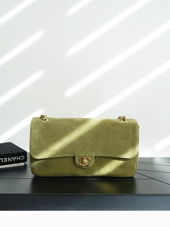 Chanel Maxi Flapbag Suede Calfskin & Gold-Tone Metal Khaki AS6627 - 32x19.5x10cm
