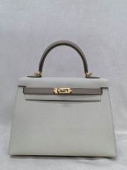Hermes Kelly 25 Epsom Leather Gold Hardware Off White/Gray - 25x17x7cm - 6