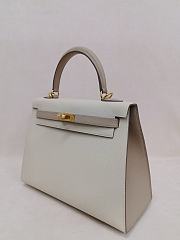 Hermes Kelly 25 Epsom Leather Gold Hardware Off White/Gray - 25x17x7cm - 2