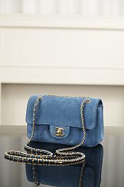 Chanel Mini Flap Bag Suede Calfskin & Gold Metal Denim Blue - 20x13x6cm - 3