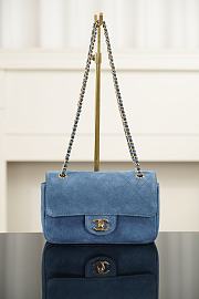 Chanel Mini Flap Bag Suede Calfskin & Gold Metal Denim Blue - 20x13x6cm - 2