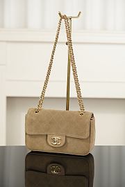 Chanel Mini Flap Bag Suede Calfskin & Gold Metal Beige - 20x13x6cm - 6