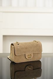 Chanel Mini Flap Bag Suede Calfskin & Gold Metal Beige - 20x13x6cm - 5