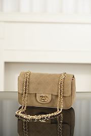 Chanel Mini Flap Bag Suede Calfskin & Gold Metal Beige - 20x13x6cm - 4