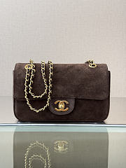Chanel Mini Flap Bag Suede Calfskin & Gold Metal Chocolate - 20x13x6cm - 5