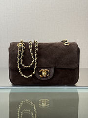 Chanel Mini Flap Bag Suede Calfskin & Gold Metal Chocolate - 20x13x6cm - 3