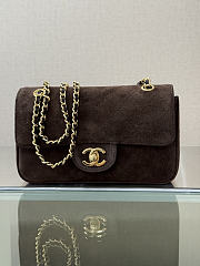 Chanel Mini Flap Bag Suede Calfskin & Gold Metal Chocolate - 20x13x6cm - 4