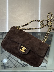 Chanel Mini Flap Bag Suede Calfskin & Gold Metal Chocolate - 20x13x6cm - 2