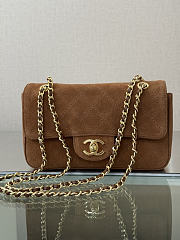 Chanel Mini Flap Bag Suede Calfskin & Gold Metal Cognac - 20x13x6cm - 3