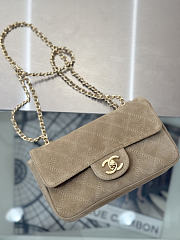 Chanel Mini Flap Bag Suede Calfskin & Gold Metal Light Beige - 20x13x6cm - 4