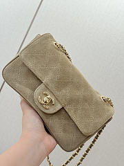Chanel Mini Flap Bag Suede Calfskin & Gold Metal Light Beige - 20x13x6cm - 3
