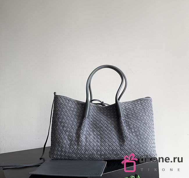 Bottega Veneta Medium Pinacoteca Suede Cloudy Indigo/Gravel - 43x23x17.5cm - 1