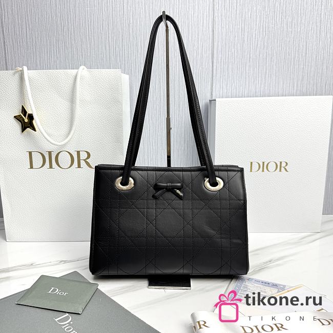 Small Dior Promenade Shopping Bag Black Flat Cannage Calfskin - 27x20x12.5cm - 1