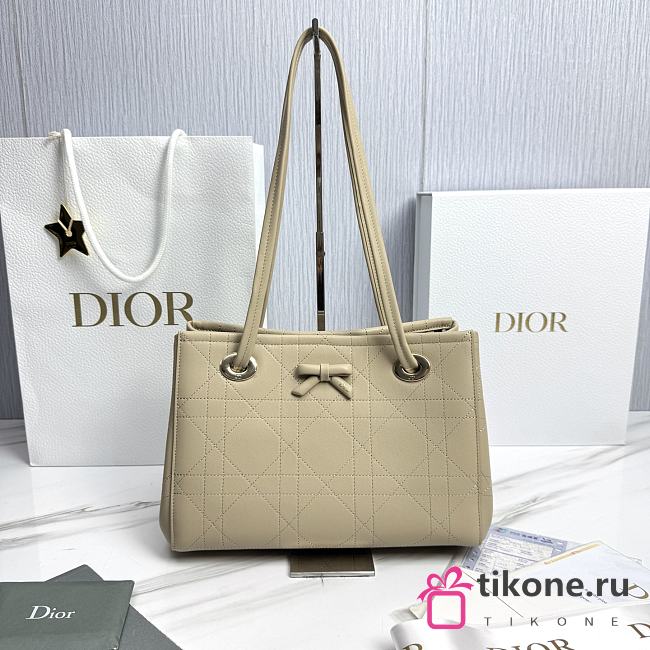 Small Dior Promenade Shopping Bag Beige Flat Cannage Calfskin - 27x20x12.5cm - 1