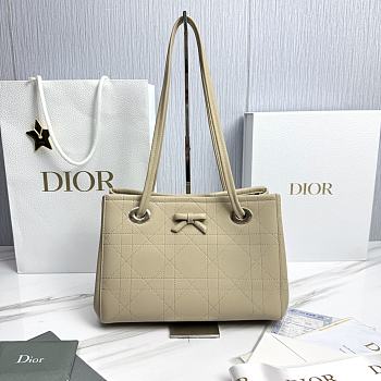Small Dior Promenade Shopping Bag Beige Flat Cannage Calfskin - 27x20x12.5cm