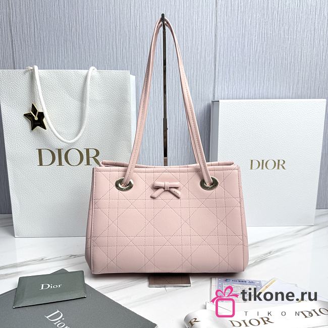 Small Dior Promenade Shopping Bag Ballet Pink Flat Cannage Calfskin - 27x20x12.5cm - 1