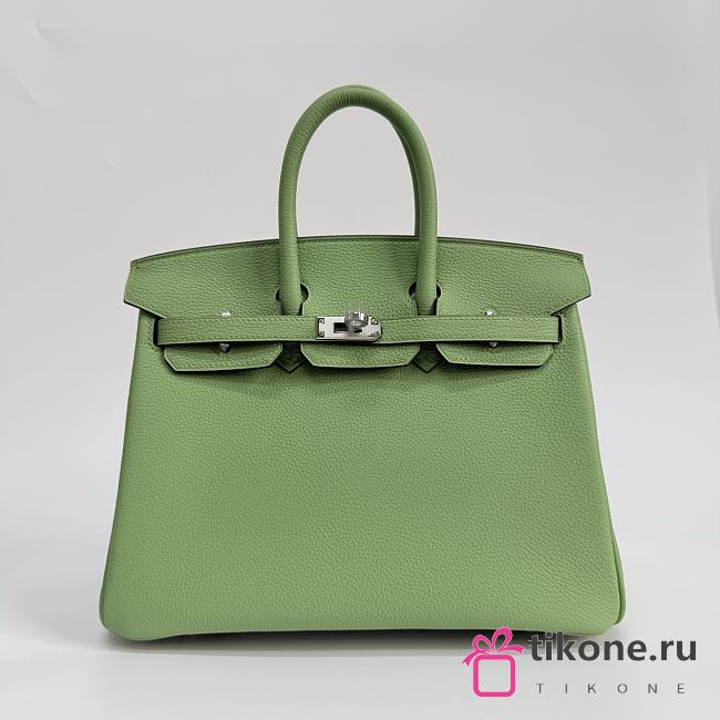 Hermes Birkin 25 Togo Leather Silver Hardware Avocado Green - 25x20x13cm - 1