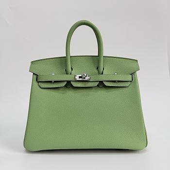 Hermes Birkin 25 Togo Leather Silver Hardware Avocado Green - 25x20x13cm