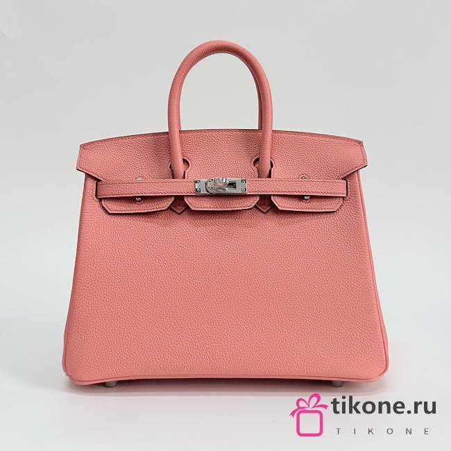 Hermes Birkin 25 Togo Leather Silver Hardware Lobster Pink - 25x20x13cm - 1