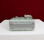Mini Lady Dior Bag with Chain Green Cannage Satin and Strass - 18x15x7cm - 6
