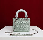 Mini Lady Dior Bag with Chain Green Cannage Satin and Strass - 18x15x7cm - 5